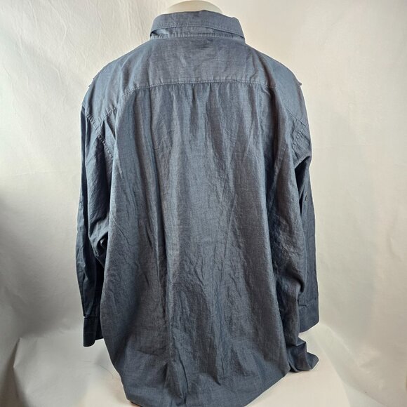 Calvin Klein Men's 4XL Long Sleeve Button Down Shirt Blue Double Chest Pockets - Picture 6 of 8